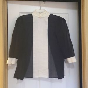 Brand New Fancy Blouse, black/white, Size 8, Brand Albert Nipon